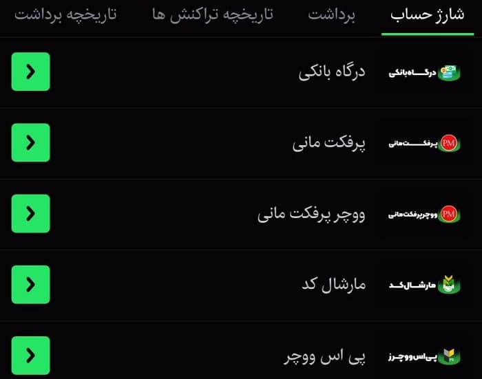 شارژ حساب کاربری مارشال بت